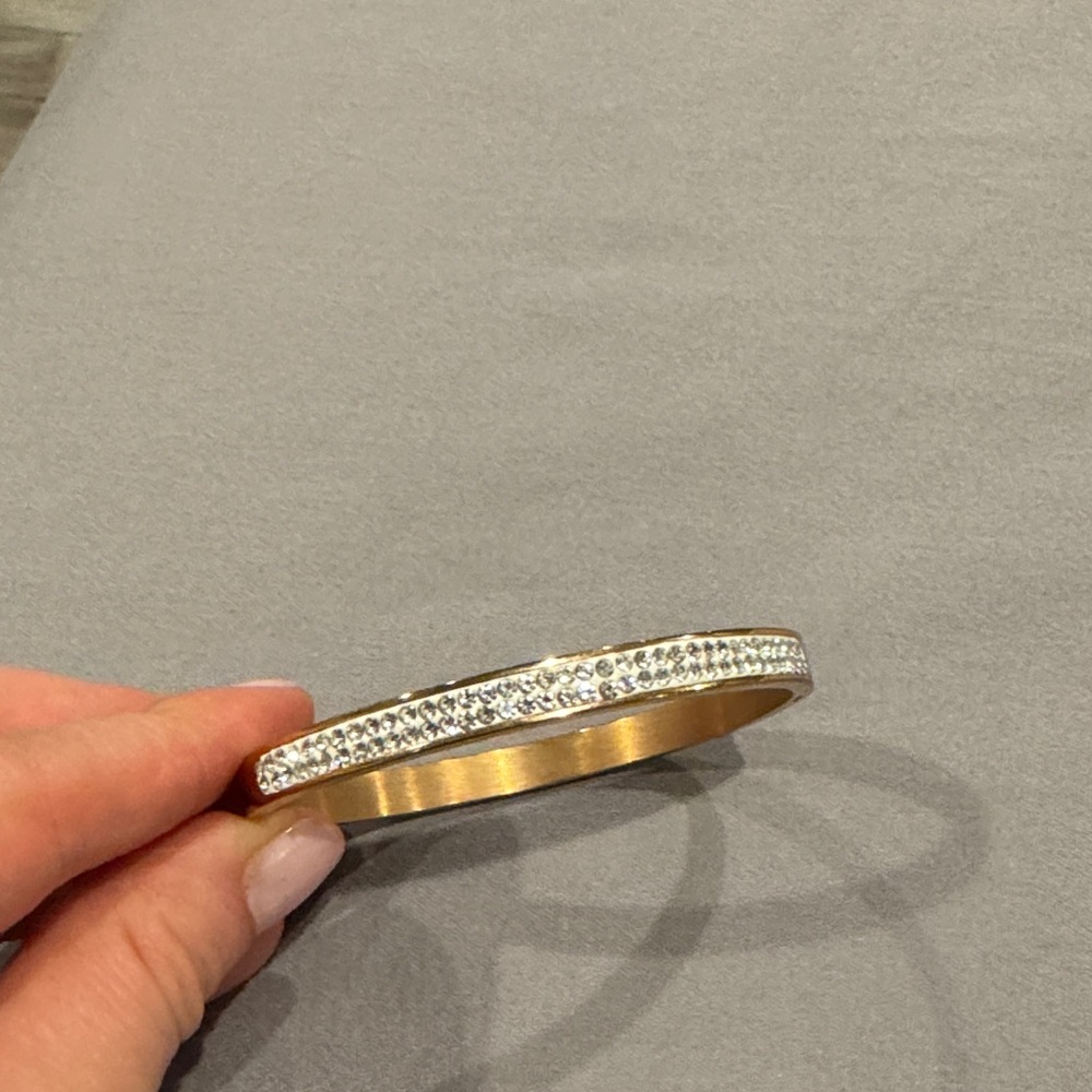 Gold Crystal Pavé Bangle Bracelet - Women's Jewelry